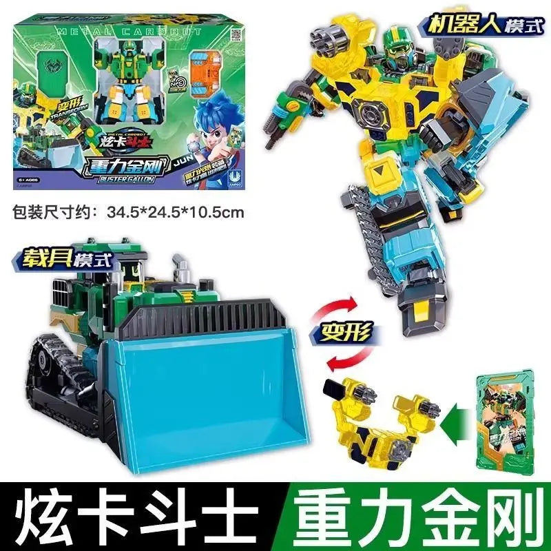 In Stock New Metal Cardbot Transforming Robot To Car Action Figures Blue Cop With Card Transformation Car Birthday Toy Gift