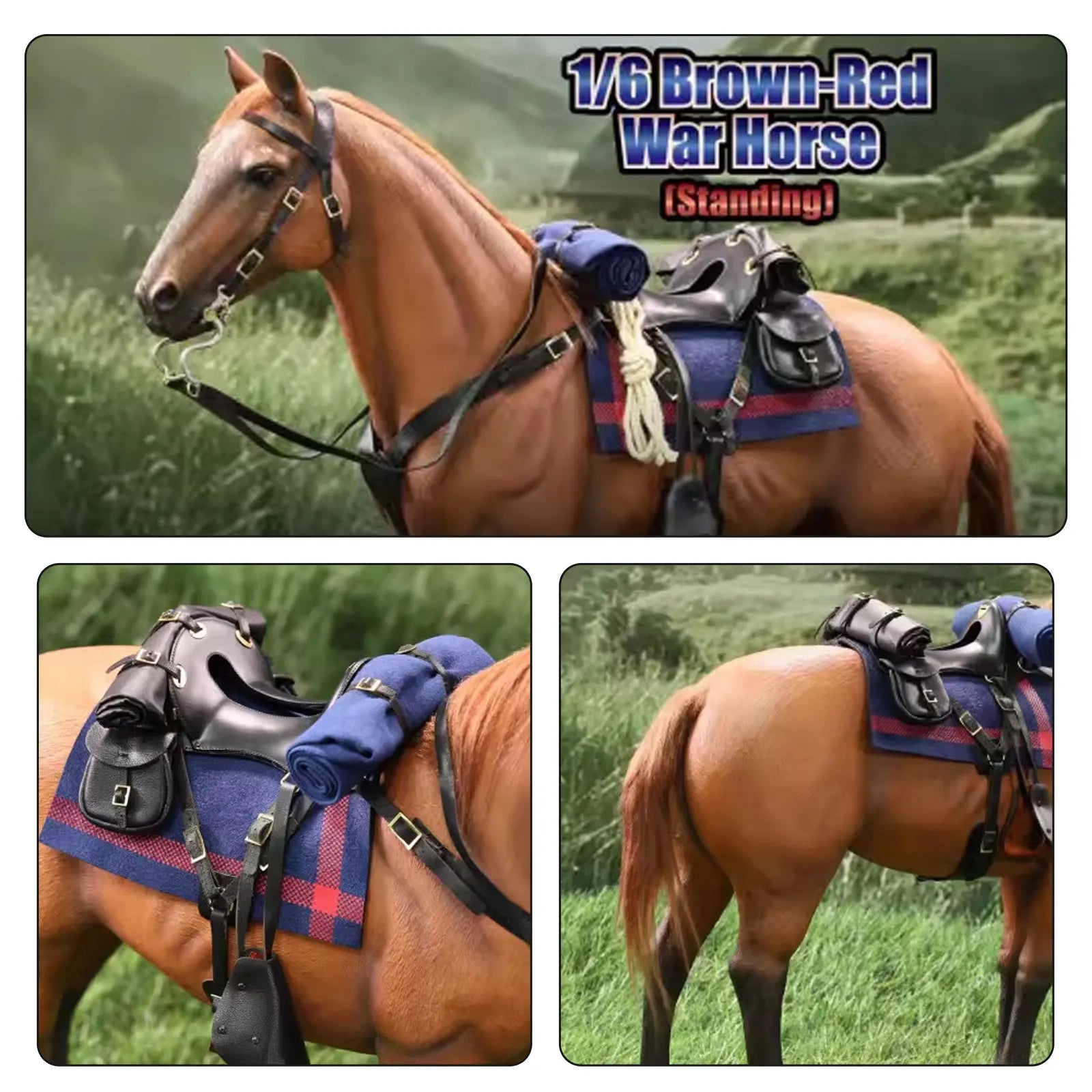 DID E60082 1/6 Scale Red War Horse Standing Figure Model Fit 12 Inch 1:6 Soldier Action Figure Collectible Decoration for Hobby