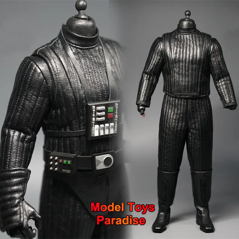 Kelly Studio KS-100 1/6 Men Soldier Black Samuari Mini Cloak Bodysuit Darth Vader Leather Clothes Set Fit 12'' HT Action Figure