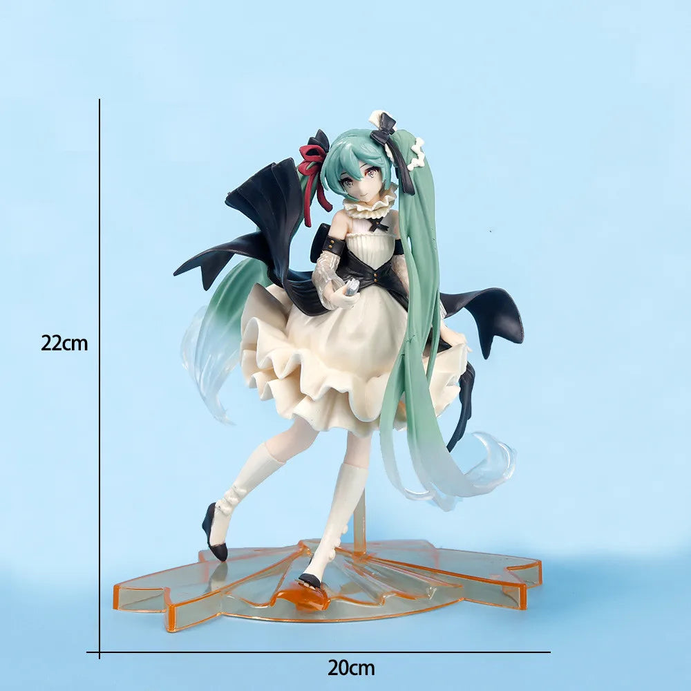 New Anime 23cm Hatsune Miku Kawaii Virtual Singer Miku Manga Statue white wedding dress girl PVC Action Figure Collectible Toy