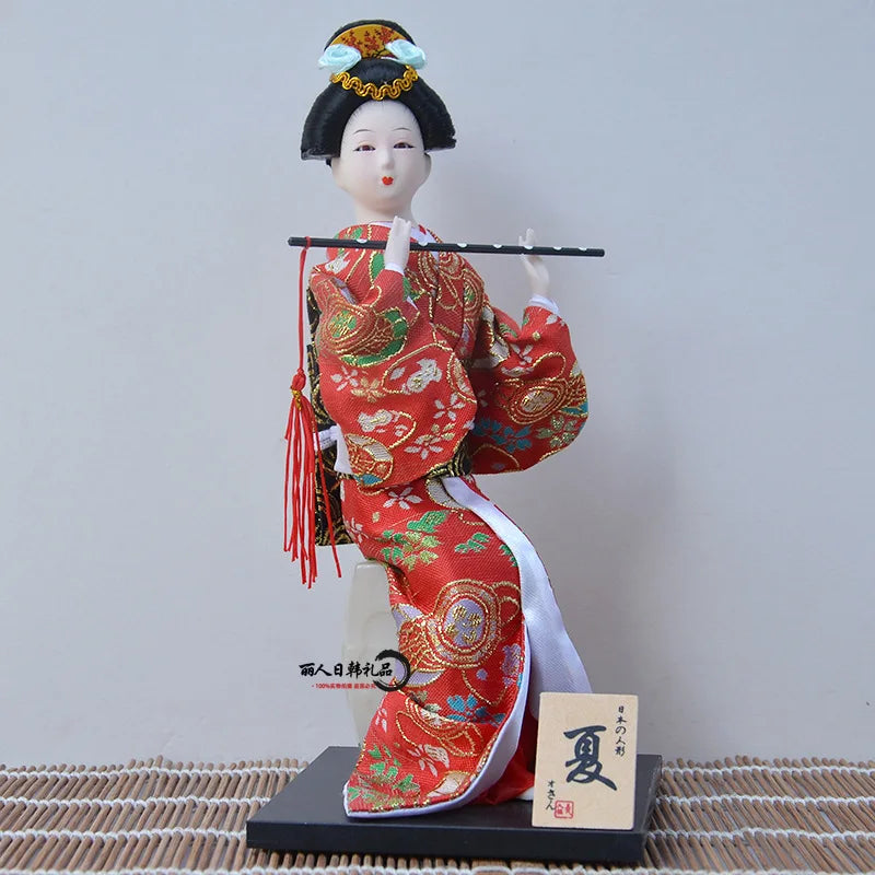 12inch Japanese Geisha Doll Statuette Sitting Figurine Japanese Kimono Kokeshi Kabuki Geisha Handicraft Ornament Birthday Gift