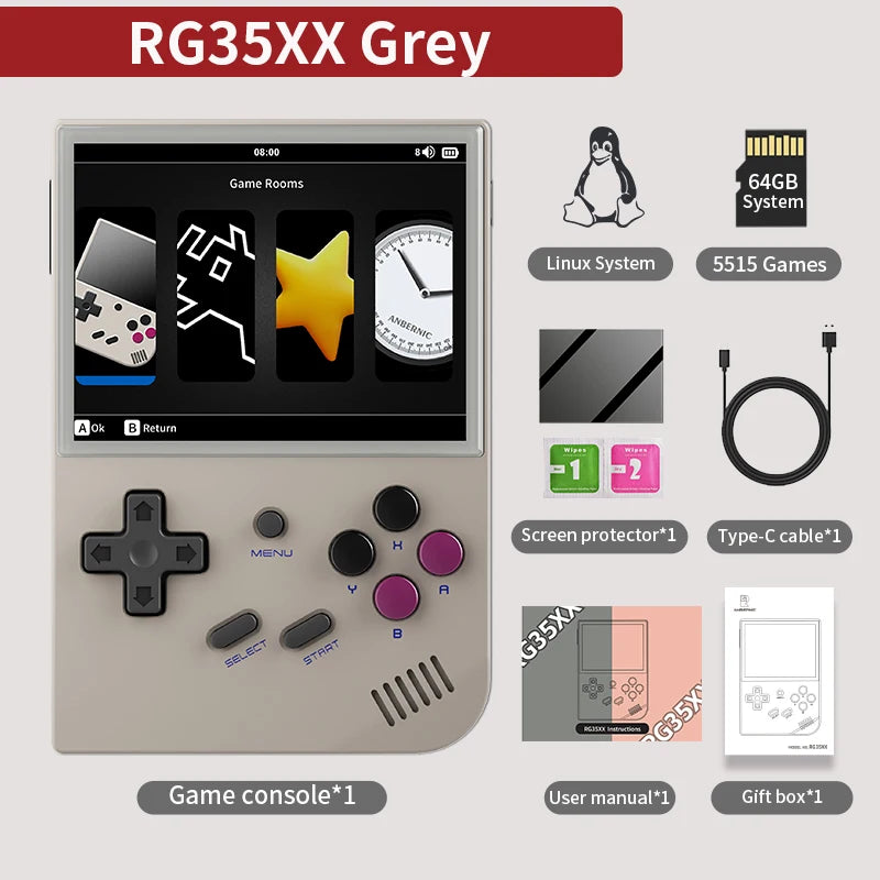 ANBERNIC RG35XX Plus/RG35XX Retro-Handheld-Spielkonsole 3,5-Zoll-IPS-Bildschirm Linux Tragbarer Videospiel-Player unterstützt HD-MI-TV-Ausgang