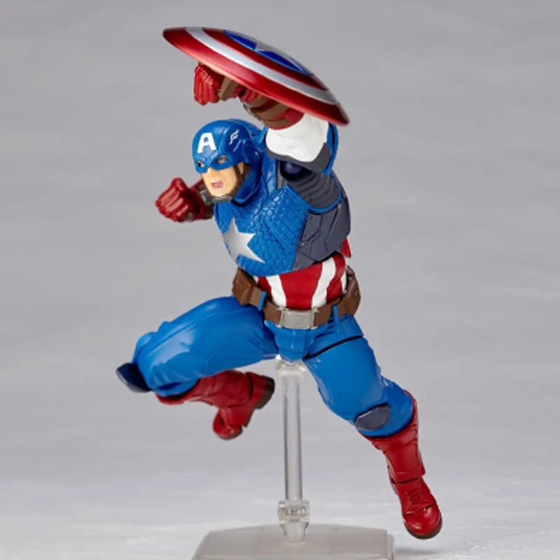 KAIYODO Genuine Amazing Yamaguchi Anime Figure Captain America Action Figure Toys for Boys Kids Gift Collectible Model Ornaments