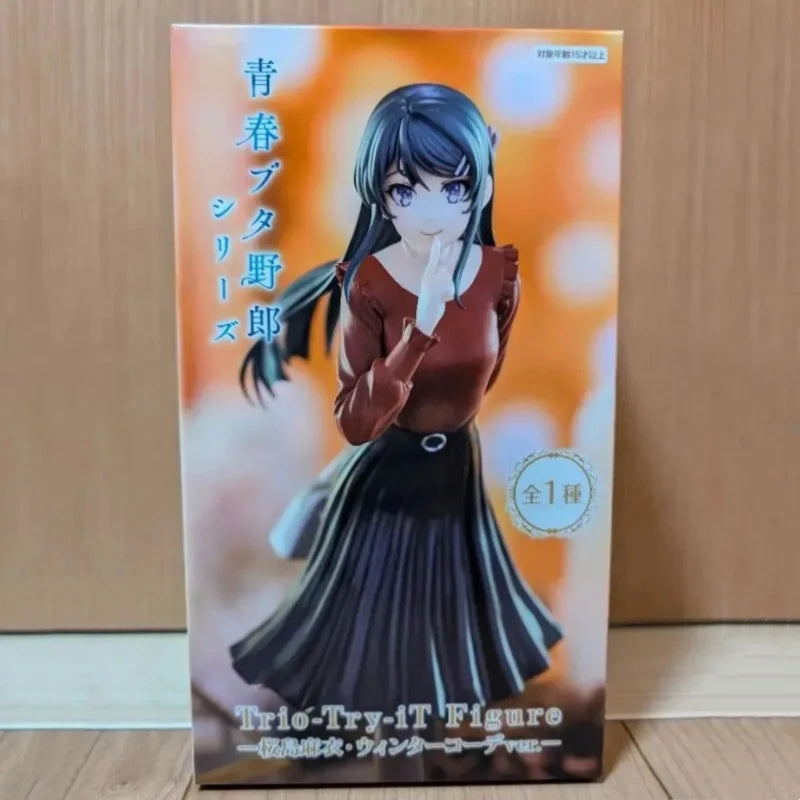 Genuine Furyu Trio-Try-It Rascal Does Not Dream Of Bunny Girl Anime Figure Sakurajima Mai Winter Clothing Desktop Model Toy Gift