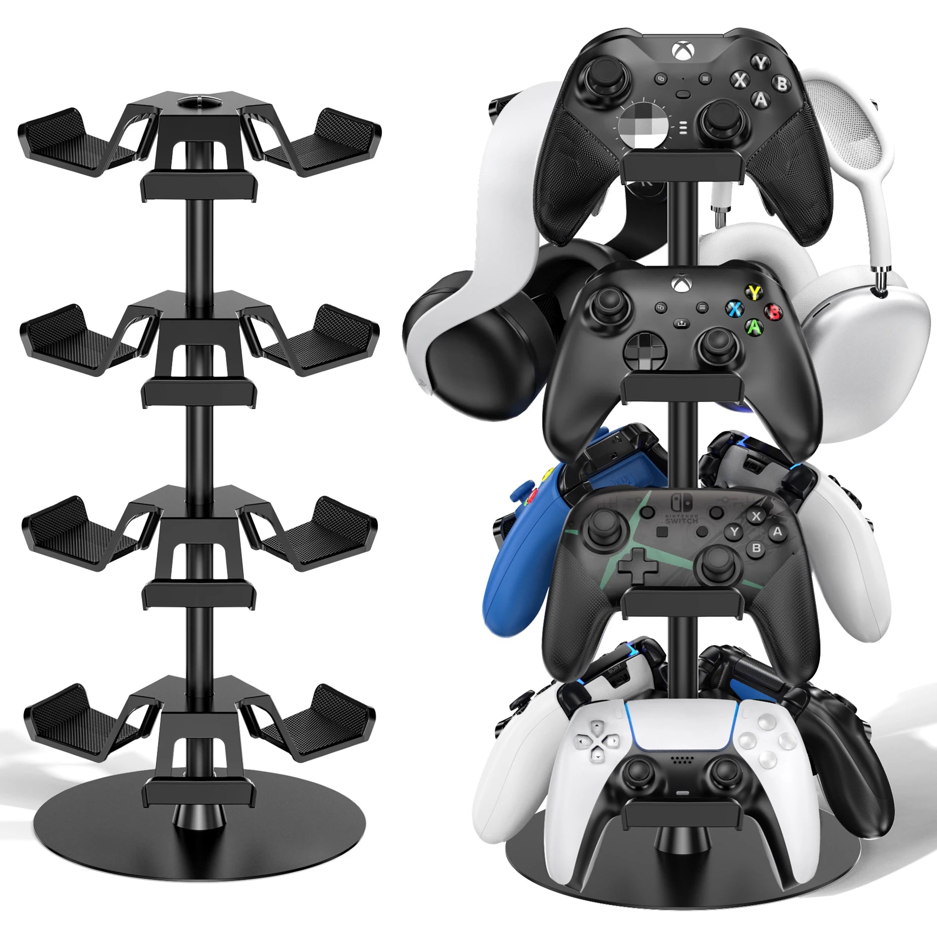 Controller Holder Stand 3 Tiers & 4Tiers Rotatable Gaming Headset Stand Compatible with Xbox PS5 PS4 Switch Pro Headphone Holder