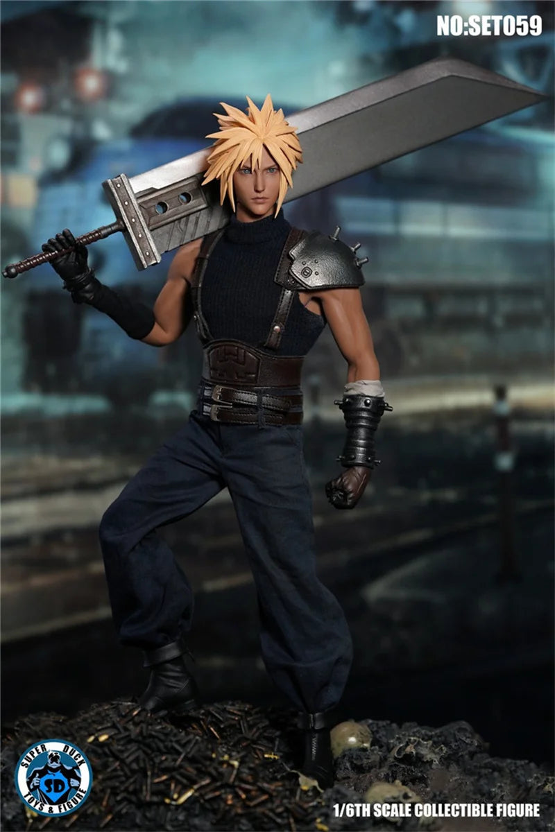 SUPER DUCK SET059 1/6 Fantasy Cloud Strife Head Sculpt Cosplay Costume Prop Accessory Set Fit 12in Male TBL M32 Action Figure