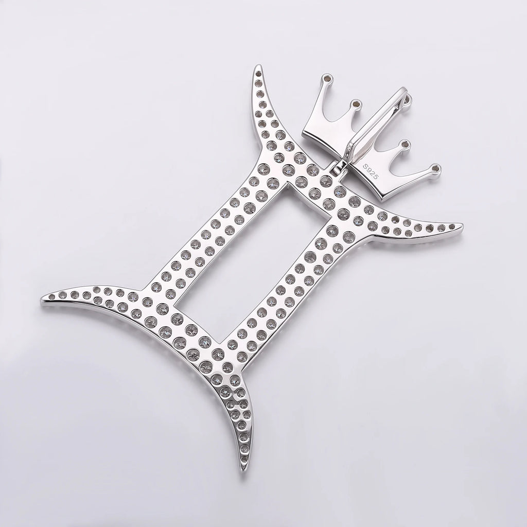 Златен медальон "Близнаци" от 14K/18K злато в Прованс, изработен от съзвездие "Близнаци", с диаманти и корона, подарък за рожден ден и годишнина.