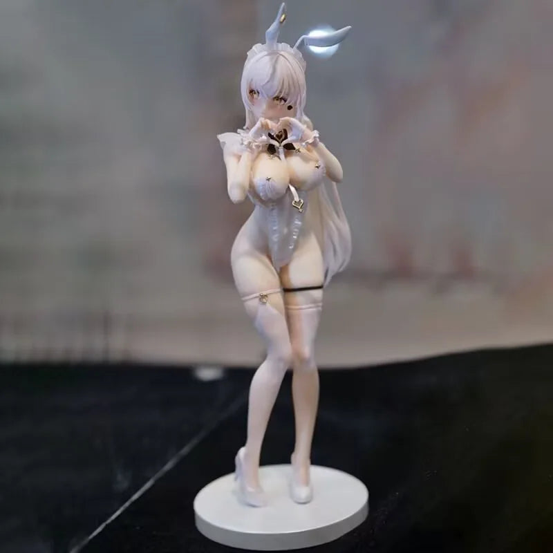 Lucille Bunny Girl Anime Figure Cute White Haired Maid Style Collectible Model Desktop Decoration For Anime Fans Display Statue