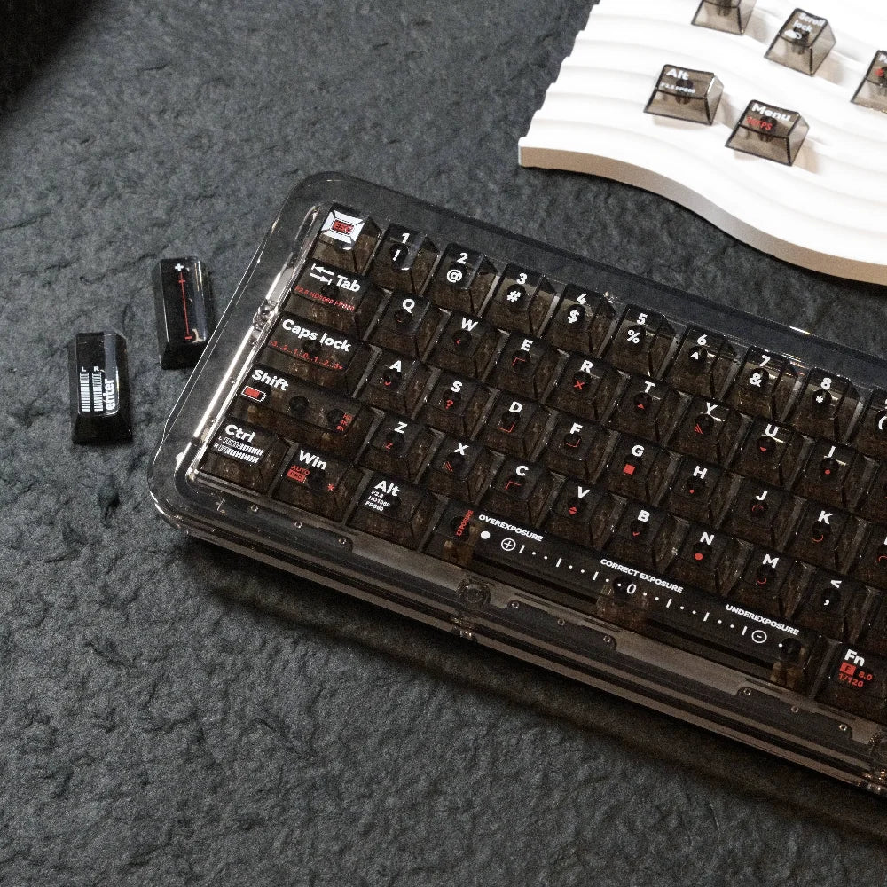 Original highly transparent two-color word 115-key mechanical keyboard small full set of theme keycaps, PC material