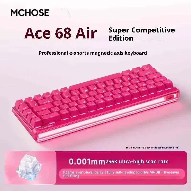 Mchose Ace68 Air Gaming Keyboard Hall Effect 0.005mm Rapid Trigger 8K Polling Rate Dynamic RGB Light Box Magnetic ACE68HE Air