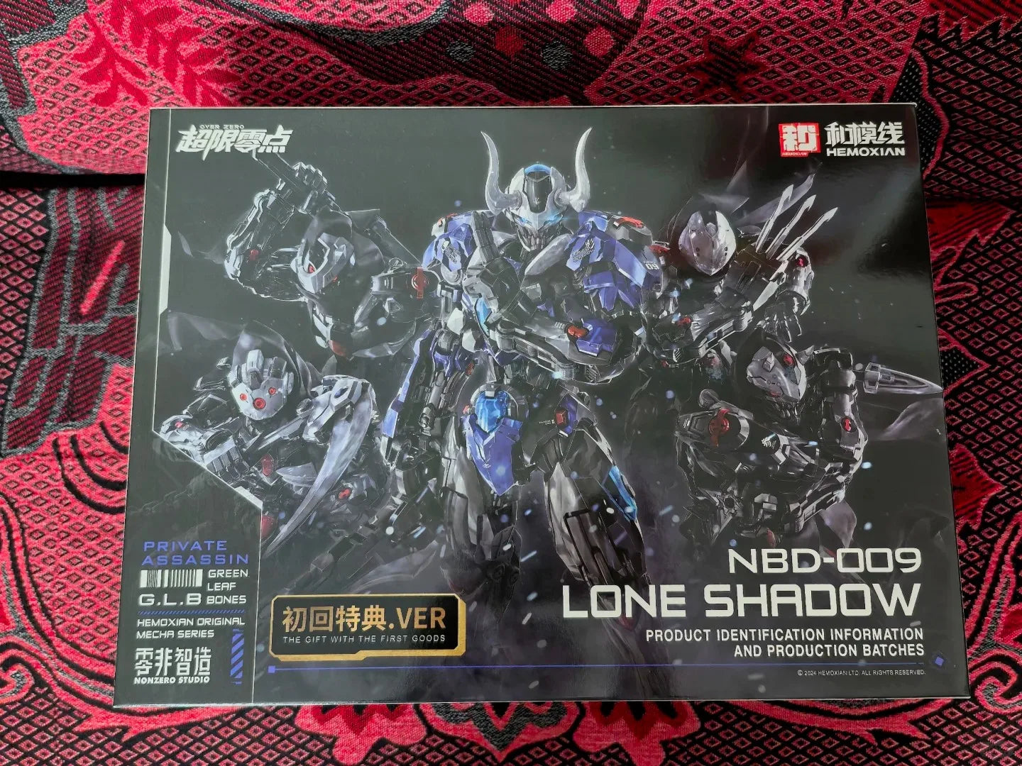 Hemoxian Mg 1/100 Scale Lone Shadow Assembly Model Kit 19cm With 4 Head Mask Over Zero Action Figure Robot Plastic Model Toy