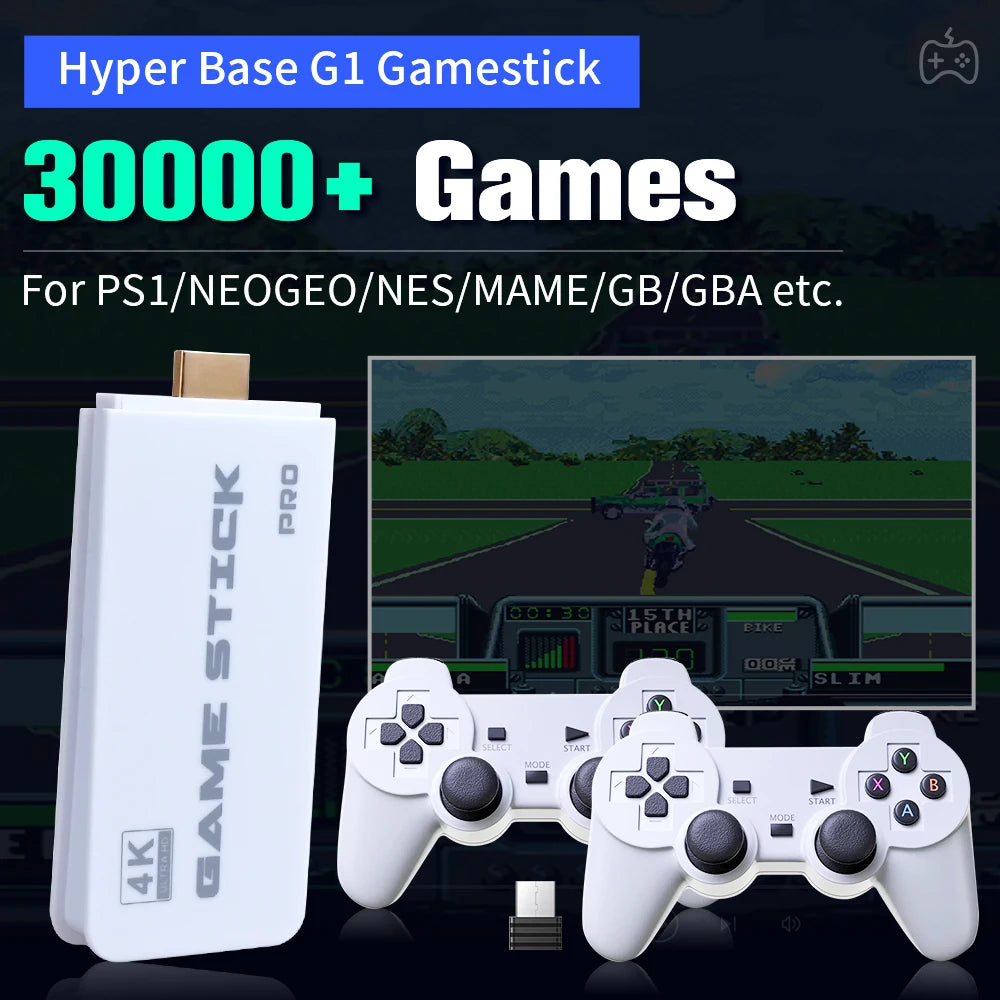 M15 Game Stick 4K UHD Output Portable Retro Game Console built-in 30000+ Retro Games for PS1/MAME/NES/SNES Plug&Play for TV/PC