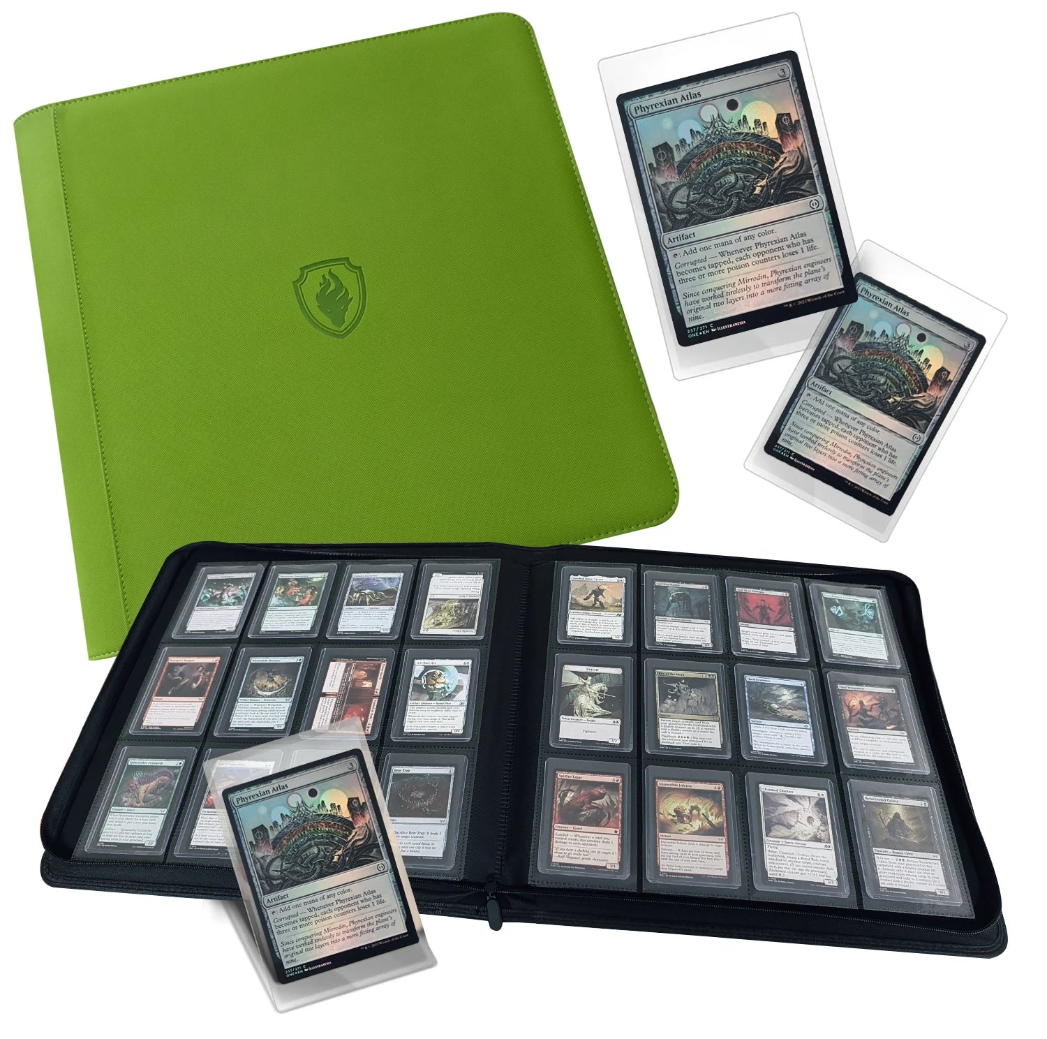 Holds 384 Toploaders | 12-Pocket | Ringless Double-Sided Pockets |  Premium Top Loader Binder for Trading Cards