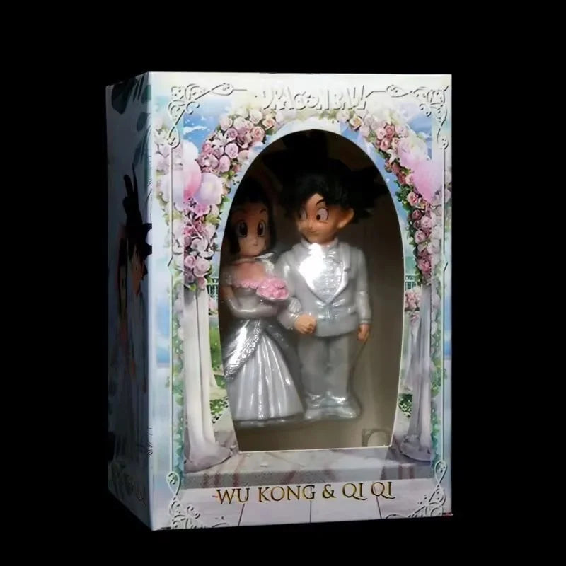Son Goku and Chichi Wedding Mariage Model Dragon Ball Z Action Figure DBZ Somersault Figurine Anime PVC GK Statue Ornament Toys