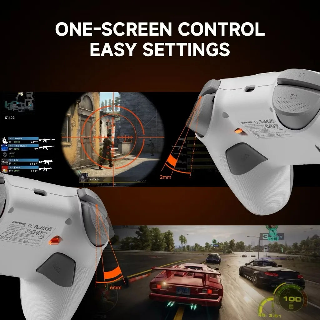 STK-7052 Bluetooth wireless Hall joystick game controller for Switch Android IOS PC six axis vibration suitable RGB lighting ﻿