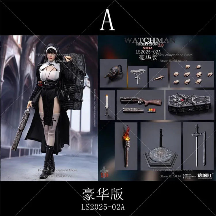 In Stock LS2025-02 1/6 Scale Female Soldier Sophia Night Redemption Nun 12inch Action Figure Model Gifts