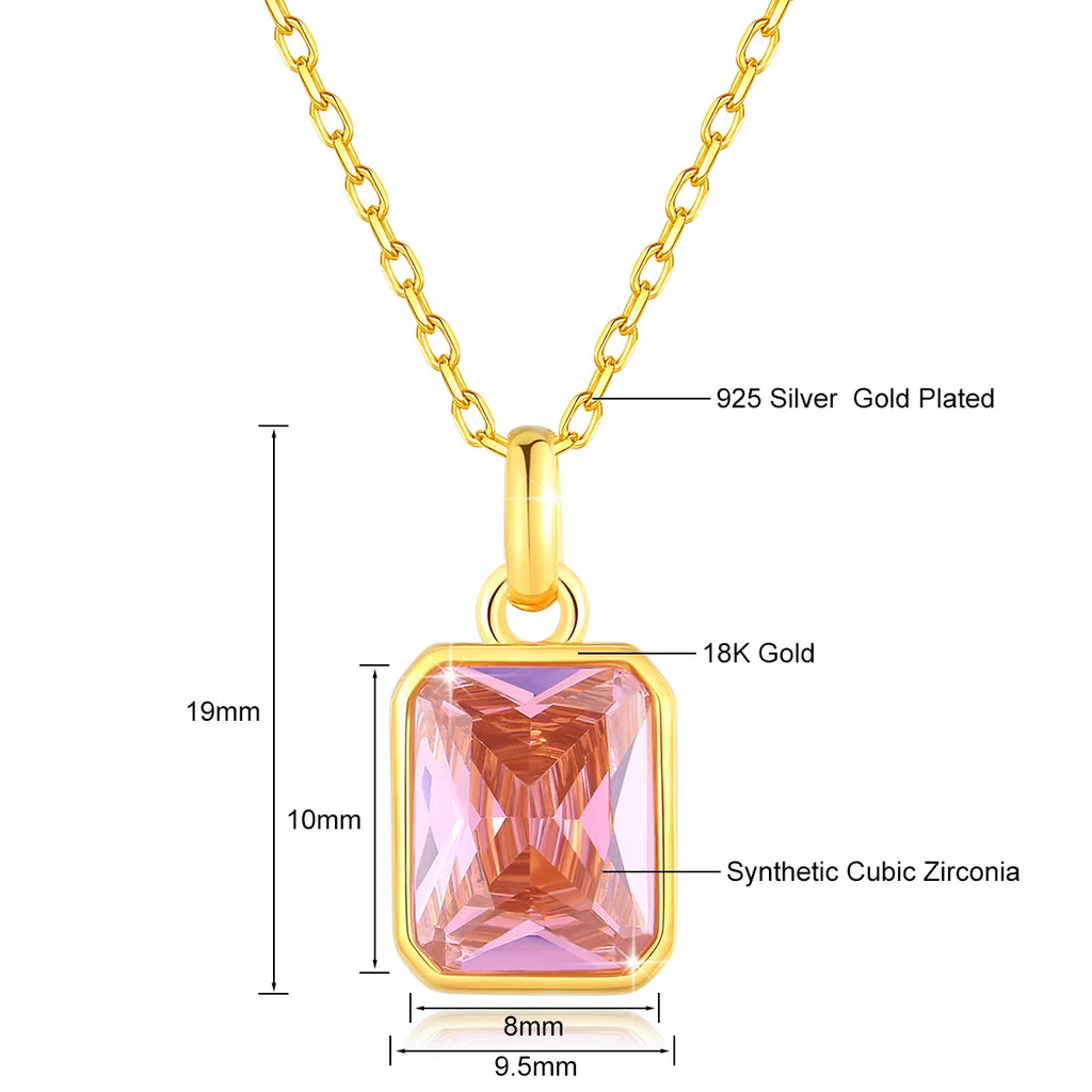 Szjinao 100% Echt 18k Gold Halskette Für Frauen 8*10mm Gelb Stein Rechteck Mit Zertifikat AU750 K gold Anhänger Hochzeit Geschenk