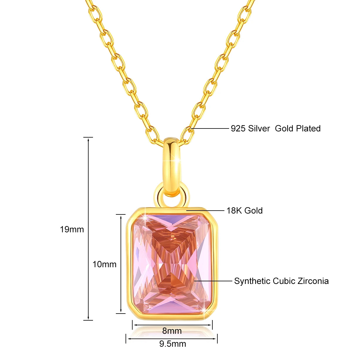 Szjinao 100% Echt 18k Gold Halskette Für Frauen 8*10mm Gelb Stein Rechteck Mit Zertifikat AU750 K gold Anhänger Hochzeit Geschenk
