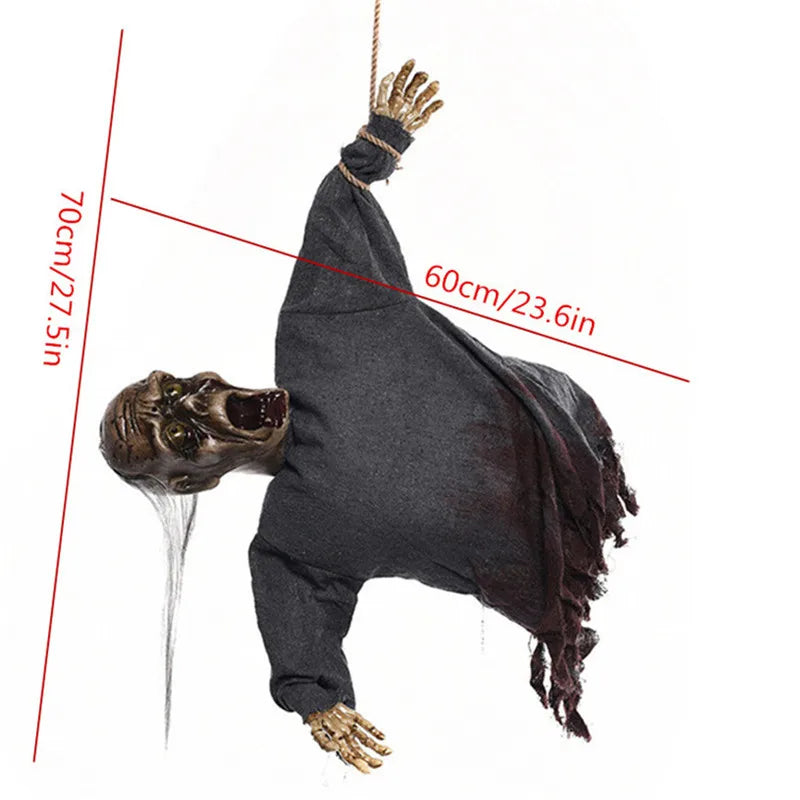 1pc Halloween Hanging Witch Ghost with LED Eyes Scary Sound Animated Zombie Prop for Haunted House  Halloween Party  Decoration