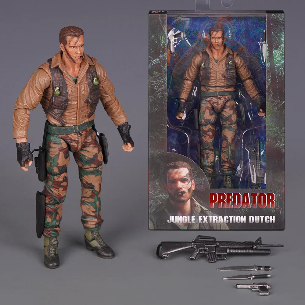 Hot Neca Predator Jungle Extraction Dutch Action Figure Schwarzenegger Figurine Statue Model Desktop Decoration Toy Gift