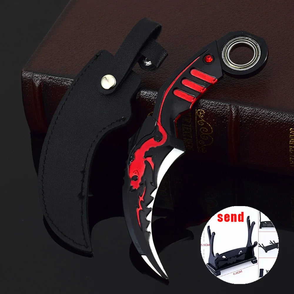 6,7 Zoll chinesischer Drache Karambit Metall Dark Moon Double Thorn Modell Spiel Leben und Tod Peripheriegeräte Golden Dragon Claw Knife Toy