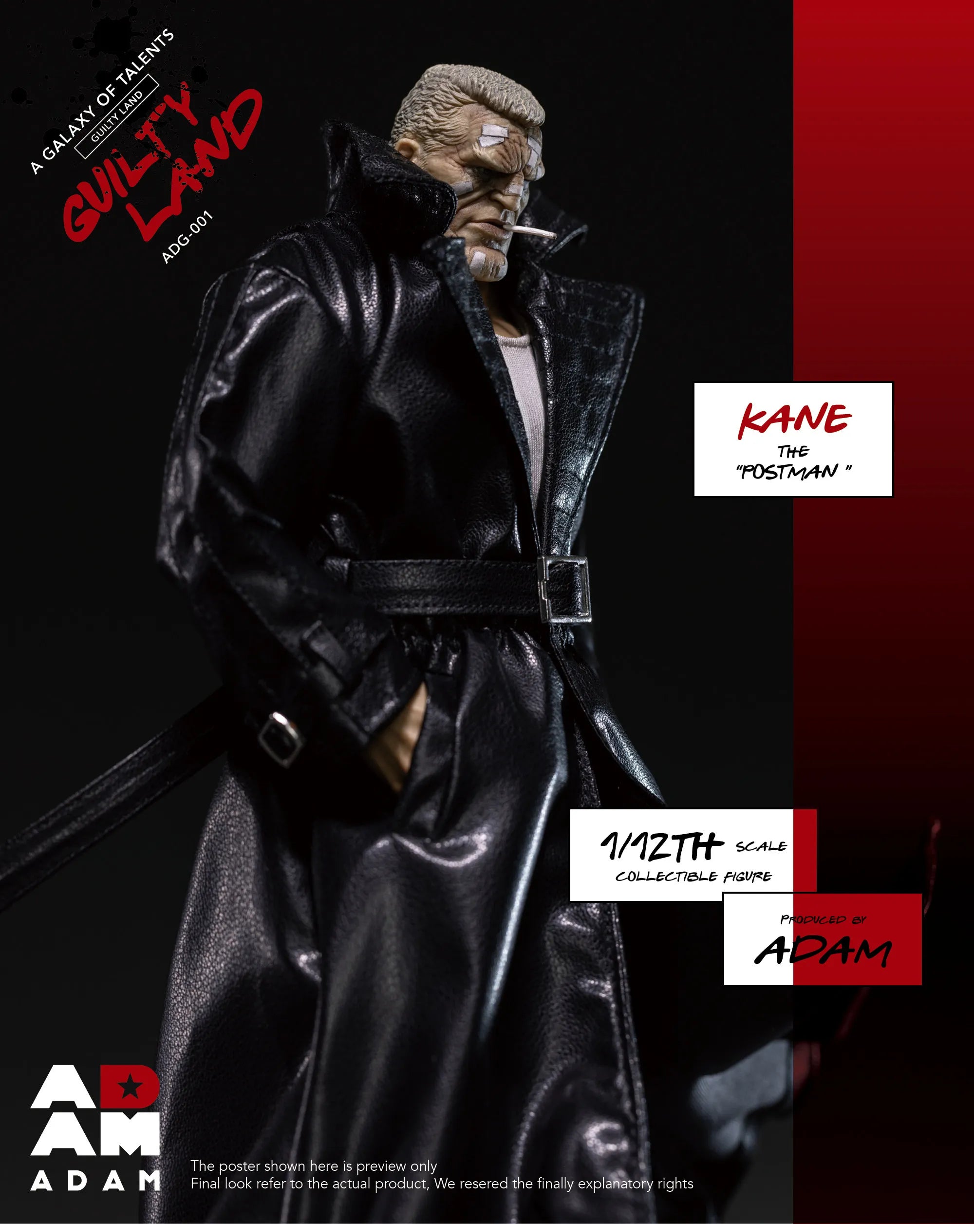 In Stock ADAM-ADG-001 KANE THE POSTMAN 1/12 Movable Model Toys Sin City A GALAXY OF TALENTS GUILTY LAND
