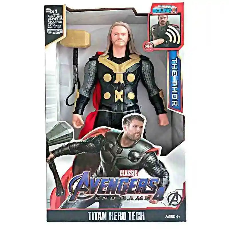 High Quality 30cm Marvel Avenger Toy Thanos Spiderman Iron Man Captain America Thor Black Panther Sound And Light Holiday Gifts