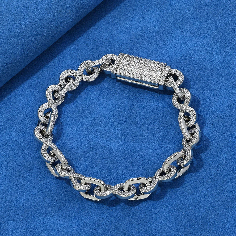 Fine Jewelry 6mm Infinity Necklace Women Bling Iced Out 8-character Cuban link Chain Hip hop Party Gift For Her ﻿