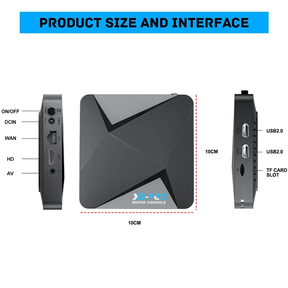 Videospielkonsole, über 65.000 Spiele, Super Console, über 60 Spiele-Emulatoren, 2,4 G/5 G, BT 4.3 für DC/Arcade/MAME/Sega für Saturn 