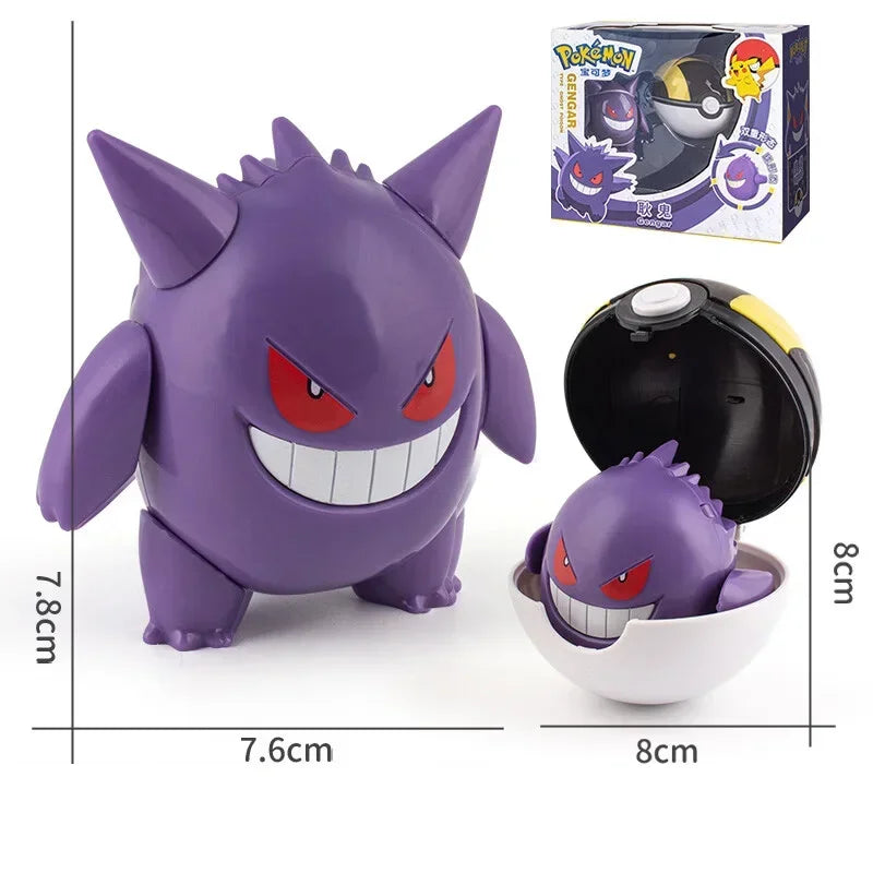 Pokemon Action Figure Transformer Doll Pokeball Figurine Poke Ball Deform Pikachu Greninja Lucario Mew Snorlax Lapras Kids Toy
