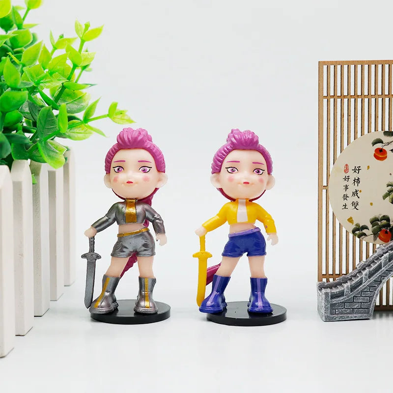 6pcs/Set Kpop Demon Hunters Figure Toy Cartoon Rumi/Mira/Zoey Action Figure PVC Desktop Decoration Model Doll Toy Fans Gift