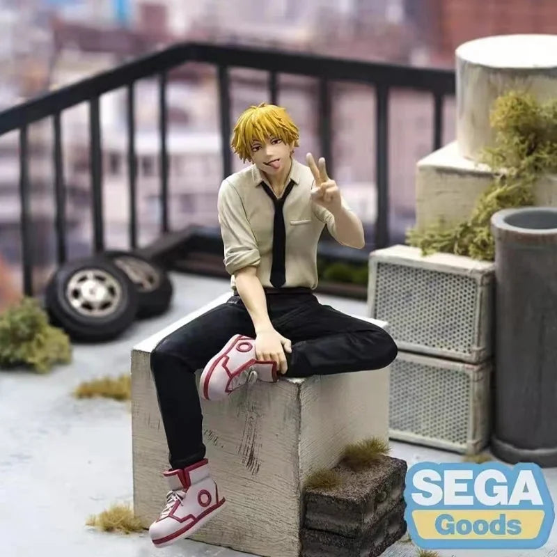 in stock Genuine SEGA PM Chainsaw Man Denji and Power sitting posture PVC about 15cm Anime Figure Model  Collector Figurine Toy