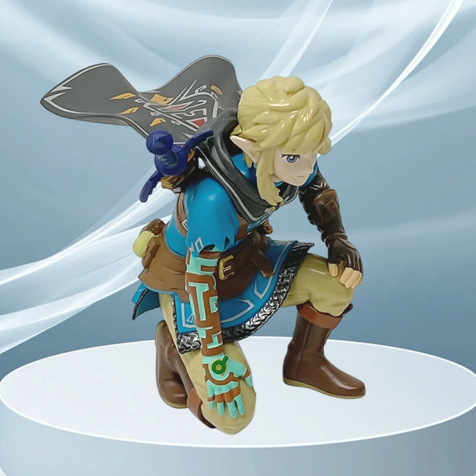 Anime 12cm Legend Of Zelda Link Kingdom Of Tears Squatting Position Figure Statue Game Pvc Handheld Models Toy Ornaments Gifts