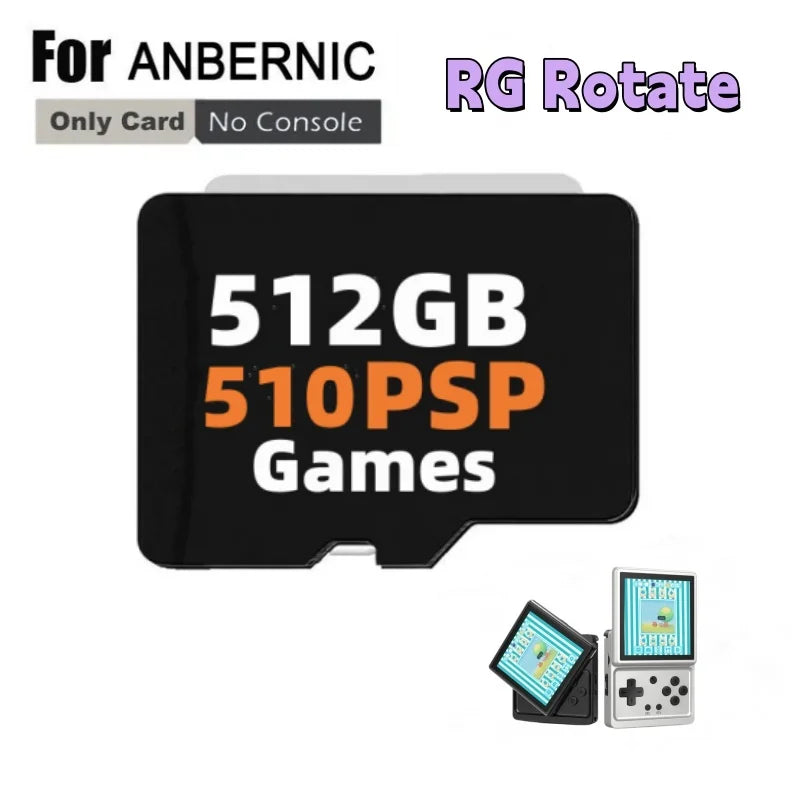 Game Card For ANBERNIC RG Rotate Retro Classic Games Android Handheld Gaming Console Memory Card TF Card SD Card 512G PS2 PSP