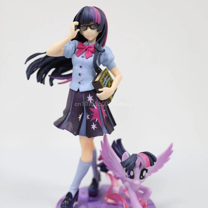 My Little Pony Anime Figure Applejack Figures Bishoujo Model Kawaii Dash Bishoujo Rainbow Sunset Shimmer Statue Decoration Gifts