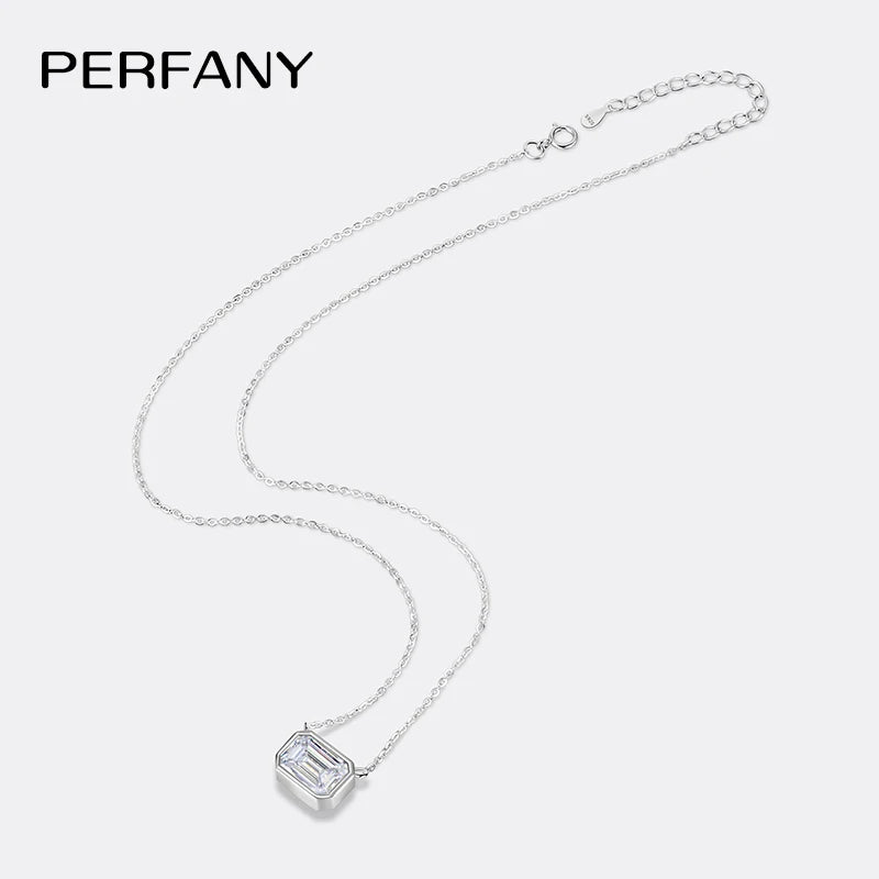 PERFANY 1CT Moissanite Halskette für Frauen S925 Reinem Silber Smaragd Cut Labor Diamant Anhänger Fashion Party High-end-Schmuck