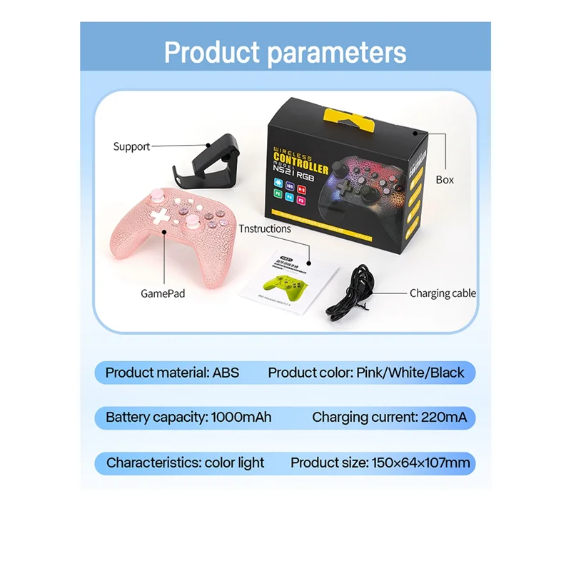 AB25-Ns21 Wireless Game Console+Receiver For Switch/Ps3/Ps4/Android/Ios 6-Axis Gyro Joystick Dual Motor Bluetooth Gamepad Durabl