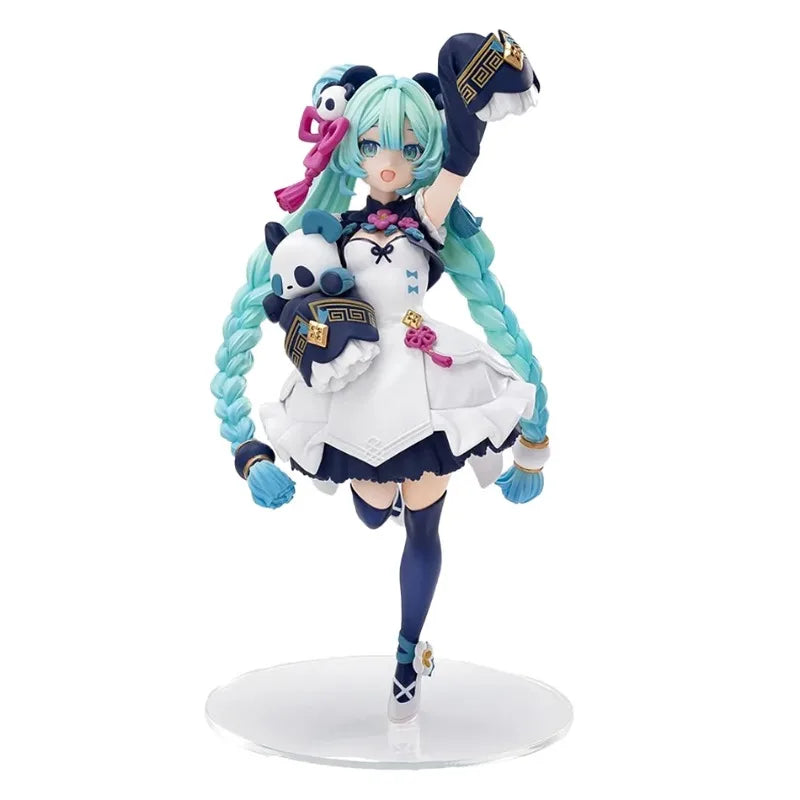 18cm Hatsune Miku Cute Desktop Chinese Style Fashion Panda Action Figure, Cute Girl Model PVC Collectible Figure Ornament