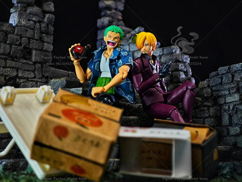 (Only T-shirt ) 1/12 Anime Boy Zoro Soldier Mini Blue Print T-shirt Top Clothes Accessory Toys For 6" Shf Man Figure Decoration