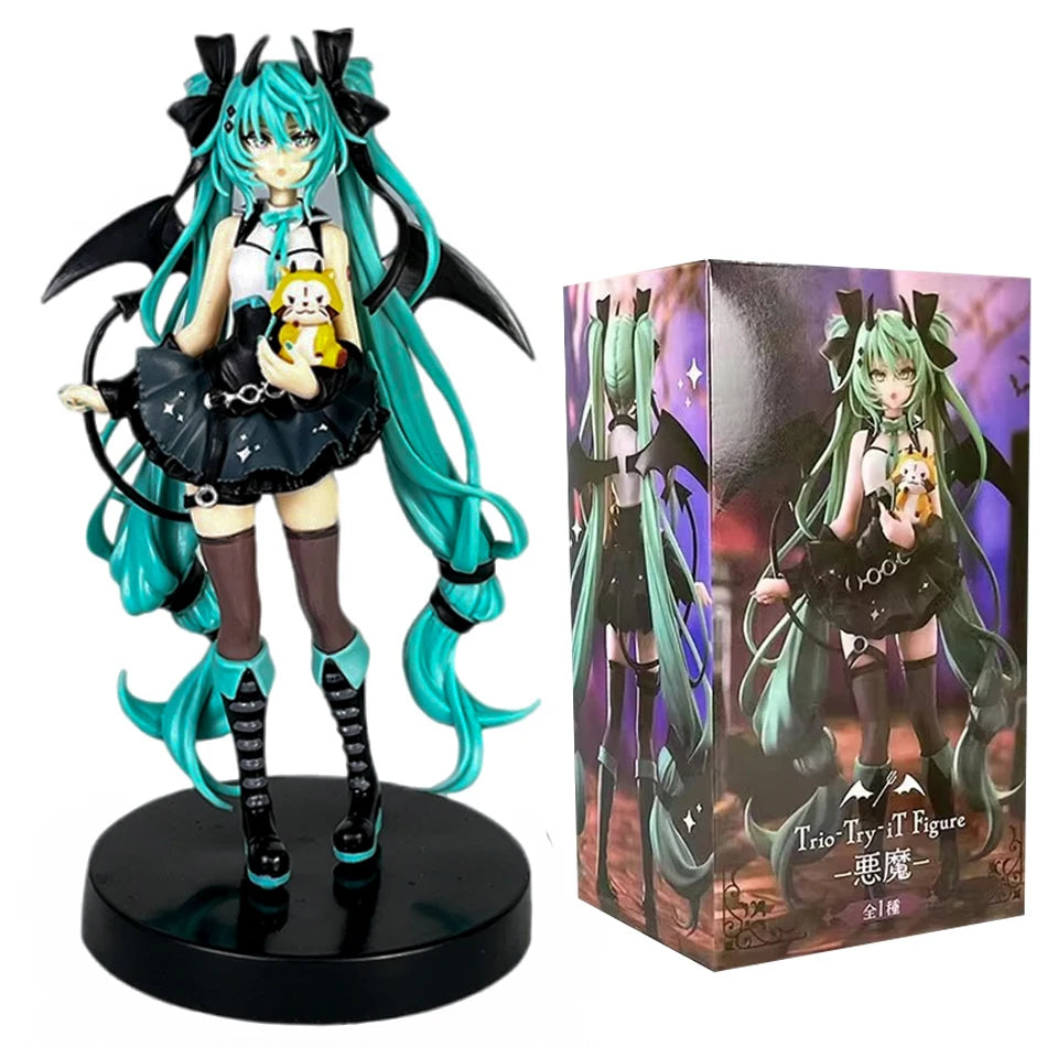 19CM Anime Little Devil Hatsune Miku Handmade Little Raccoon Chuyin Dark Angel PVC Peripheral Model Animation Ornaments Toy Gift
