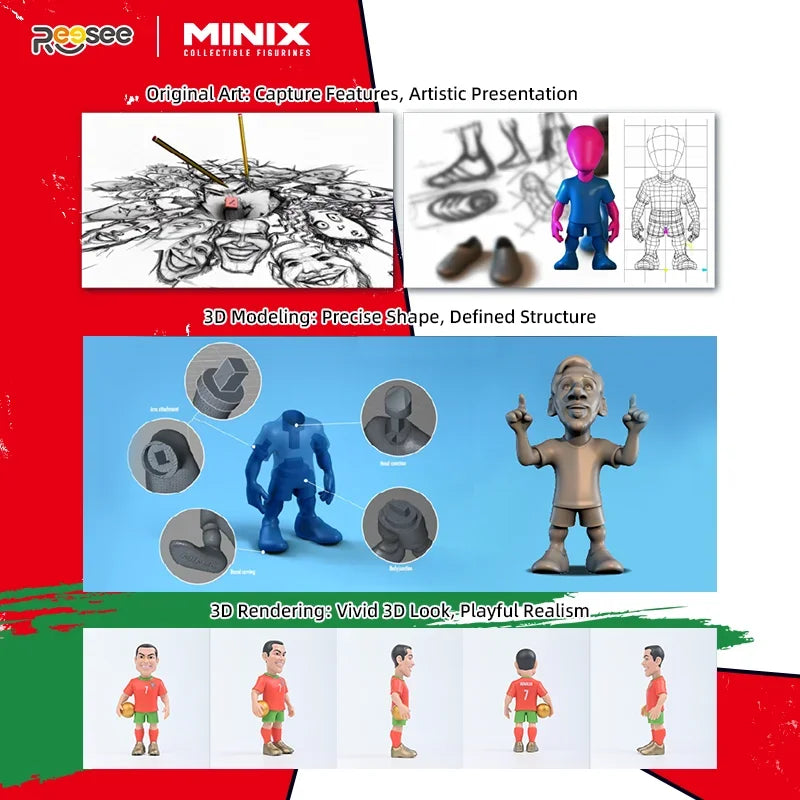 2026 Officially Licensed MINIX Cristiano Ronaldo Action Figure 12cm Portugal Soccer Star Collectible Doll Toy Football Gift
