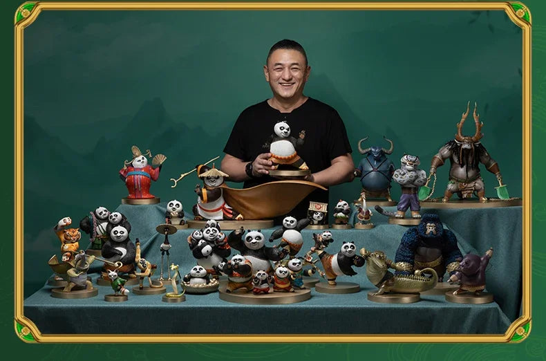 Copper Craft Chinese Cartoon Film Character Kung Fu Panda Cute Bronze Statue "study and Train Hard" Panda Figurine Desktop Decor