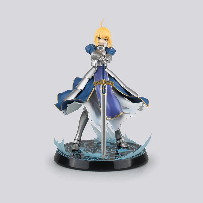 Anime-Figur Fate/stay night Nüchterner Ritter mit Schwert, stehende Position, Umhang, Modell aus PVC, Sammlerstück, Geschenk, Spielzeug, Skulptur, 23 cm