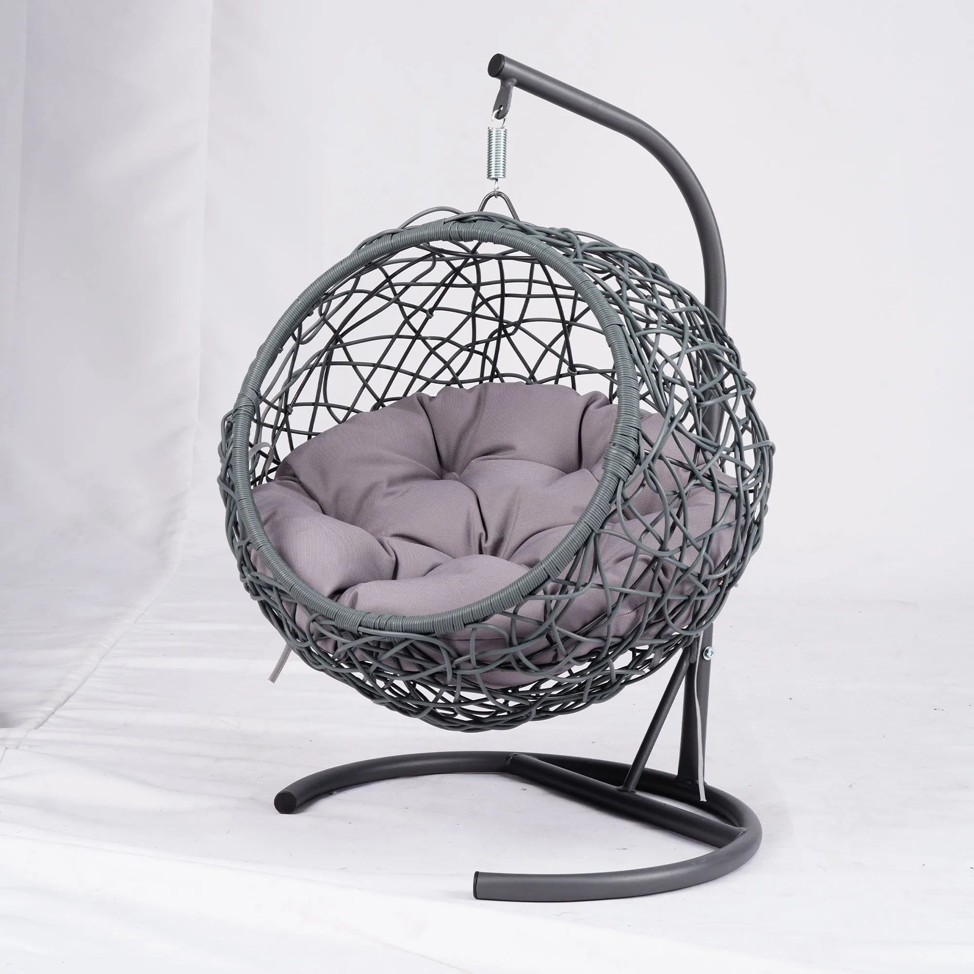 Cat Swing Bed with Stand & Cushion, Cat Egg Chair with Rattan Wicker Appearance, Indoor Hanging Swinging Cat Bed for Cats, Small
