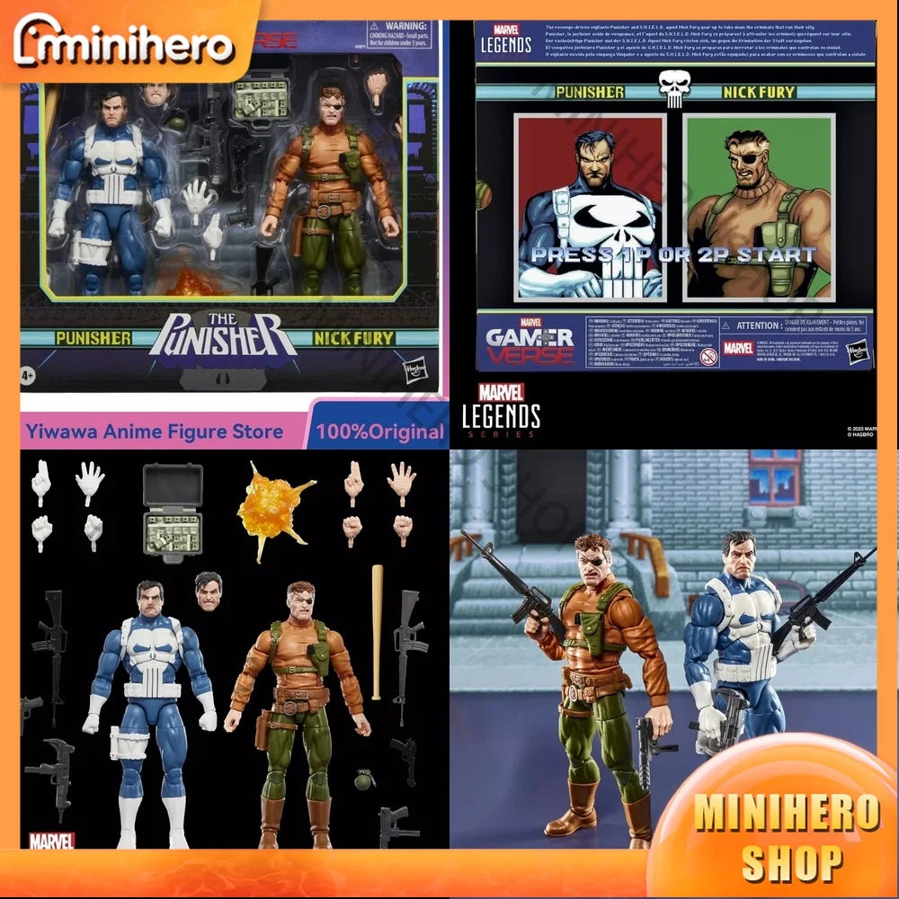In Stock Hasbro Marvel Legends Gamerverse Collection Punisher & Nick Fury 2 Pack 15 cm Anime Style Action Figures Toy Set