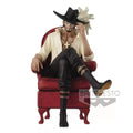 Bandai One Piece Dracule Mihawk Seven Warlords Sitting on Sofa Official Prize Figure PVC Action Model for Collectors Display