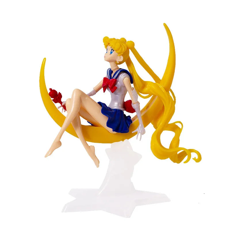 Cartoon Anime Sailor Moon Tsukino Action Figure Wings Toy Doll Cake Decoration Collection Model Girls Gift for Children