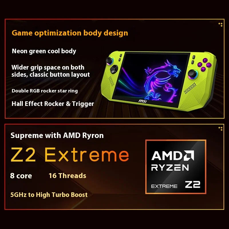 MSI CLAW 8 Handheld-Spielekonsole (Ryzen Edition) 2025 1 Tragbares Gaming-Gerät AMD Z2 Extreme Prozessor 8-Zoll-Großbildschirm