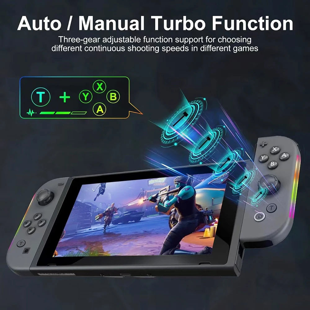 Wireless Game Joypad For Nintendo Switch Controller RGB Color Light Glare Vibration Six-axis Body Sense Joycon L/R Gamepad
