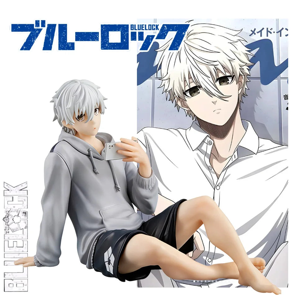 9cm Anime Merch BLUE LOCK Action Figures Nagi Seishiro Repaint Ver. Sitting Figurine PVC Collectible Model Kids Doll Toys Gift